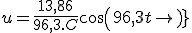 u = \frac{13,86}{96,3.C} cos(96,3t)
